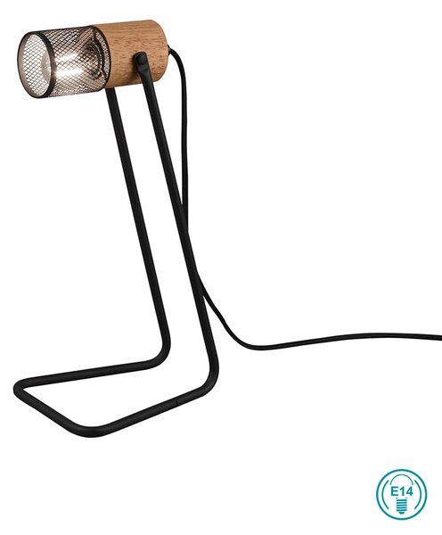 Λάμπα Επιτραπέζια Trio Lighting Tosh 504300132 Ξύλο - Μαύρο Ματ