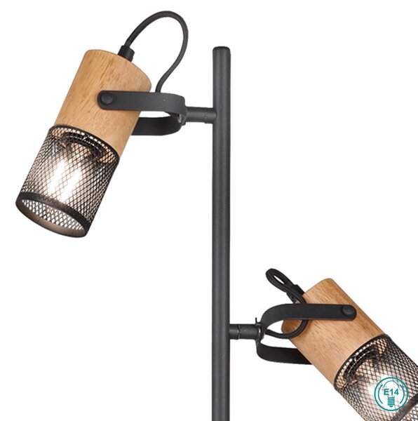 Φωτιστικό Δαπέδου Trio Lighting Tosh 404300332 Ξύλο - Μαύρο Ματ