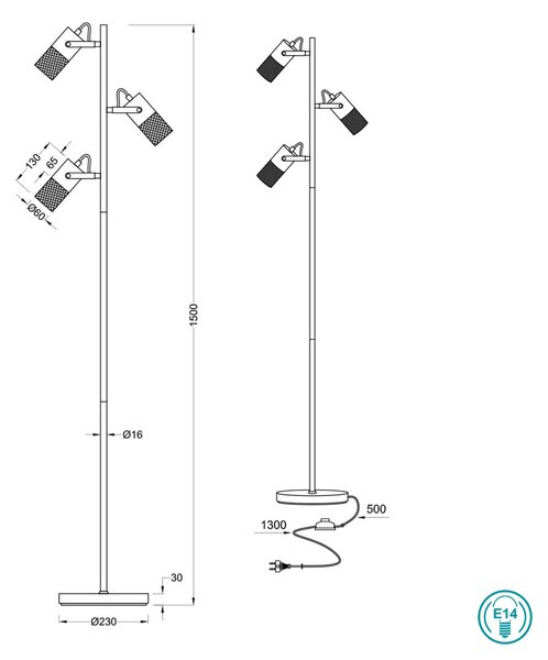 Φωτιστικό Δαπέδου Trio Lighting Tosh 404300332 Ξύλο - Μαύρο Ματ