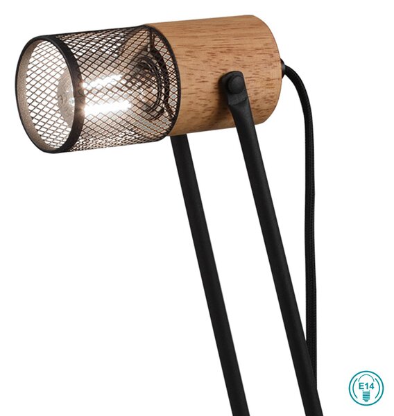 Λάμπα Επιτραπέζια Trio Lighting Tosh 504300132 Ξύλο - Μαύρο Ματ
