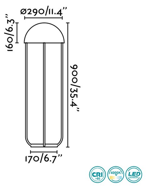 Φωτιστικό Δαπέδου Faro Jellyfish 24521 Μαύρο-Χρυσό