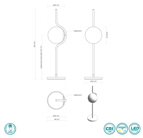 Λάμπα Επιτραπέζια Faro Le Vita 29697 Μαύρο Ματ