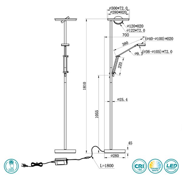 Φωτιστικό Δαπέδου Trio Lighting Barrie 424210304 Μπρούτζινο Αντικέ
