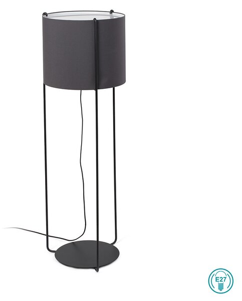 Φωτιστικό Δαπέδου Faro Drum 24023-34 Μαύρο με Γκρι καπέλο