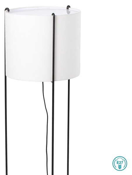 Φωτιστικό Δαπέδου Faro Drum 24023-33 Μαύρο με Μπεζ καπέλο