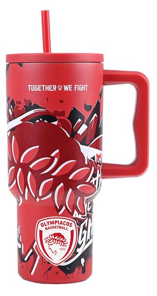 Κούπα Θερμός Με Λαβή & Καλαμάκι 900ml Estia Olympiacos Together We Fight 01-35976