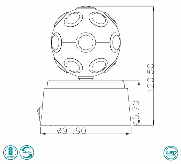 Φωτιστικό Επιτραπέζιο Globo Lighting Disco 28017 Μαύρο