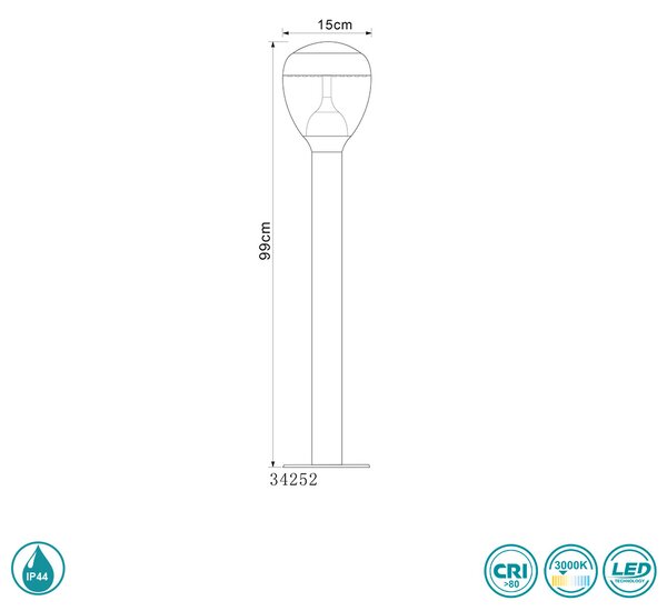 Κολωνάκι Εξωτερικού Χώρου Globo Lighting Callisto 34252 Ανοξείδωτο