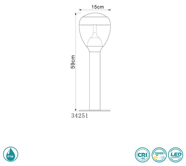 Κολωνάκι Εξωτερικού Χώρου Globo Lighting Callisto 34251 Ανοξείδωτο