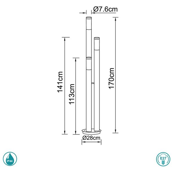 Κολωνάκι Εξωτερικού Χώρου Globo Lighting Boston LED 3159-3LED Ανοξείδωτο
