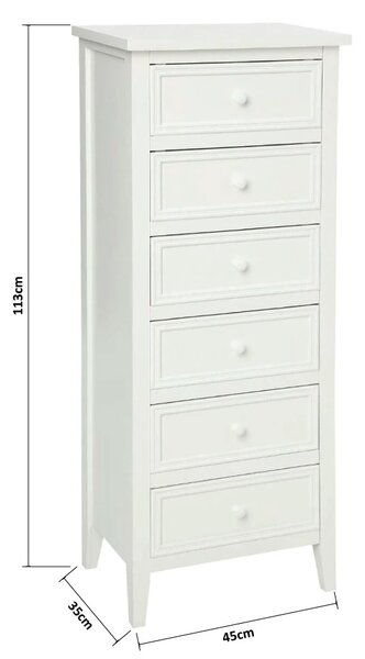 Συρταριέρα 6 Θέσεων (45x35x113) A-S Charme White 102214B