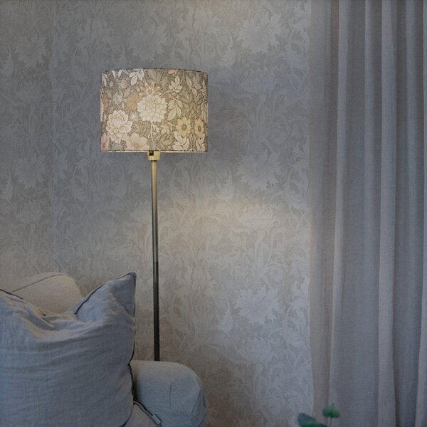 PR Home Φωτιστικό δαπέδου Amy, Dahlia πράσινο/χρυσό, ύψος 150 cm, ύφασμα, E27, Χρυσό / Ορείχαλκου, Σαλόνι / τραπεζαρία, Ύφασμα / Κλωστοϋφαντουργία