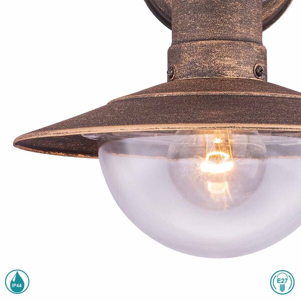 Απλίκα Εξωτερικού Χώρου Globo Lighting Linda 3274 Μαύρο Χρυσή Πατίνα