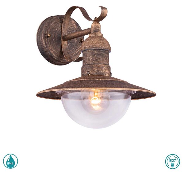 Απλίκα Εξωτερικού Χώρου Globo Lighting Linda 3274 Μαύρο Χρυσή Πατίνα