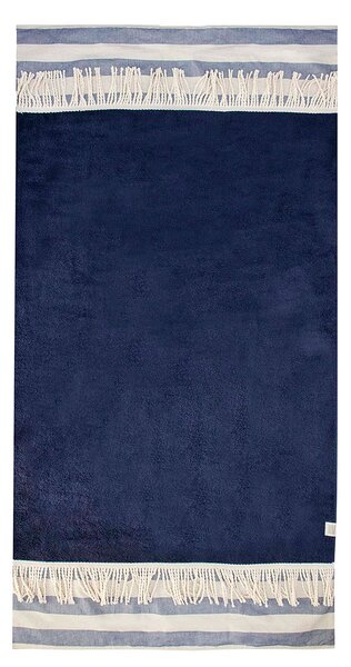 Πετσέτα Θαλάσσης (80x150) White Fabric Navy Stripes Blue