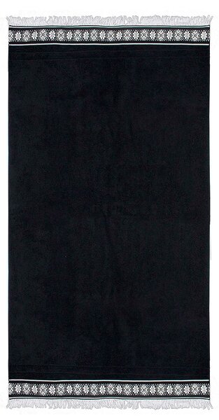 Πετσέτα Θαλάσσης (80x150) White Fabric Kazak Black