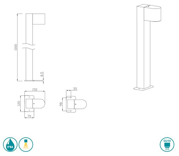 Κολωνάκι Εξωτερικού Χώρου Trio Lighting Roya 404260142 Ανθρακί