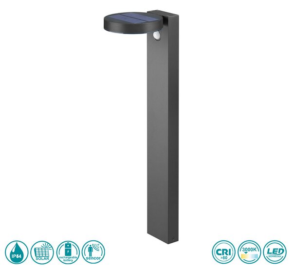 Κολωνάκι Ηλιακό Εξωτερικού Χώρου SAFETY & COMFORT RL Lighting Posadas R42251142 Ανθρακί