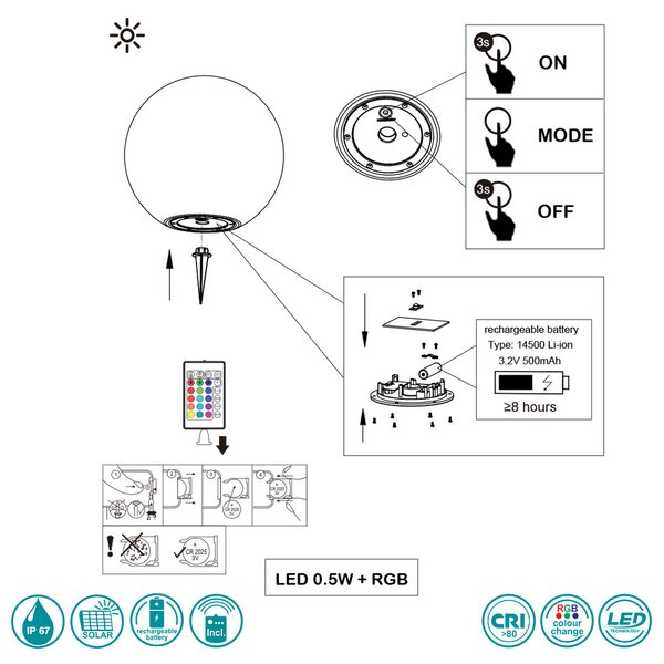 Φωτιστικό Επιδαπέδιο Reality Lighting -RL MELO R55326901 Λευκό (White) 3000K