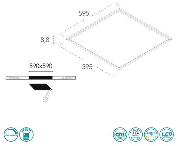 Φωτιστικό Panel Χωνευτό Intec Panel-60x60-RGBW 8031414861064 (RGB + 4000K)