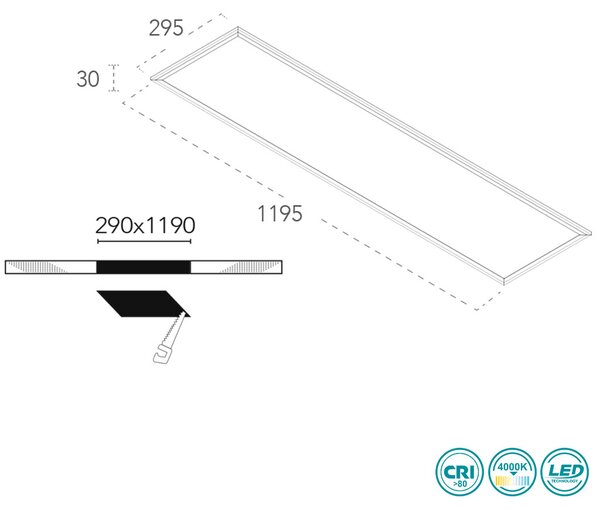 Φωτιστικό Panel Χωνευτό Intec Panel-30x120BK 8031414874316 (4000K)