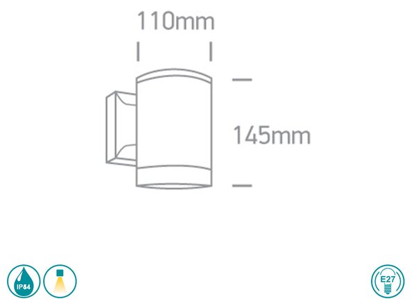 Απλίκα Εξωτερικού Χώρου One Light Cylinder 67132E/BR Σκουριά