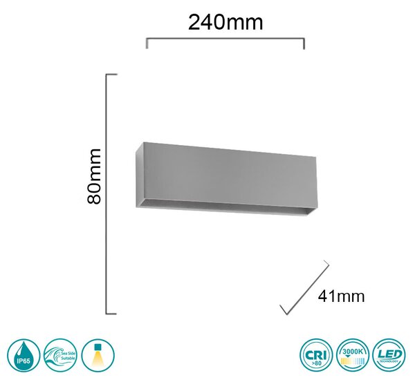 Απλίκα Εξωτερικού Χώρου Sole Luce Secret 21-7013-10 Γκρι (3000K)