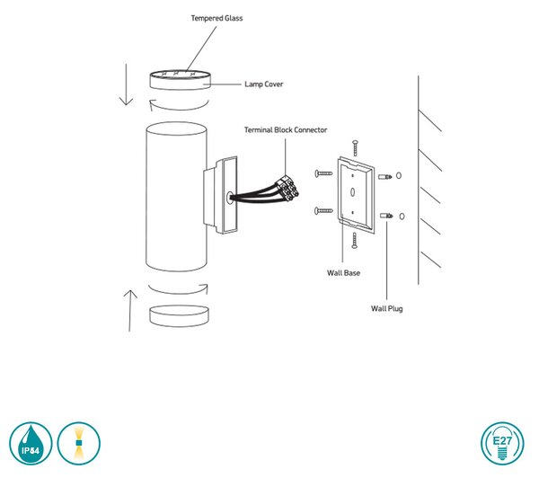 Απλίκα Εξωτερικού Χώρου One Light Cylinder 67132/BR Σκουριά