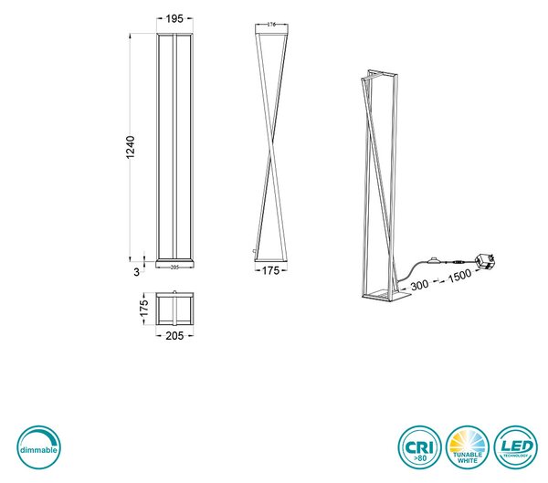 Φωτιστικό Δαπέδου Trio Lighting Edge 426810132 Μαύρο Ματ