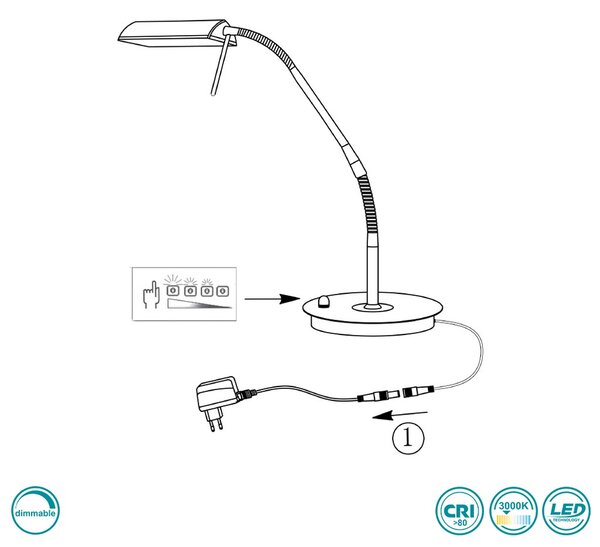 Φωτιστικό Επιτραπέζιο Wofi 321 Cory 8321.01.54.6000 Νίκελ Ματ