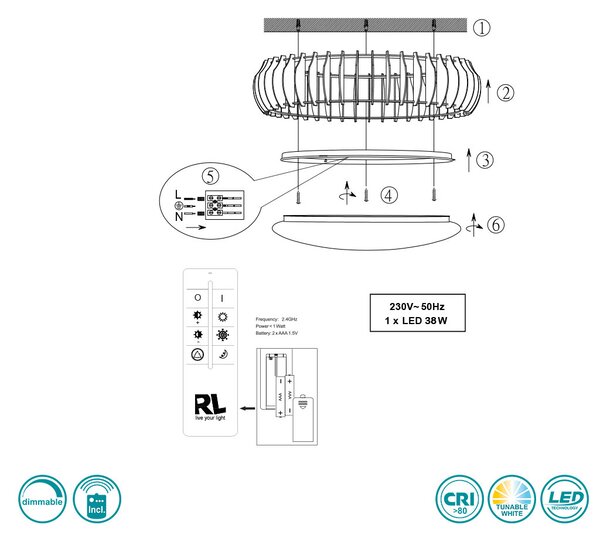Φωτιστικό Οροφής RL Lighting Monte R62171930 Φυσικό Ξύλο