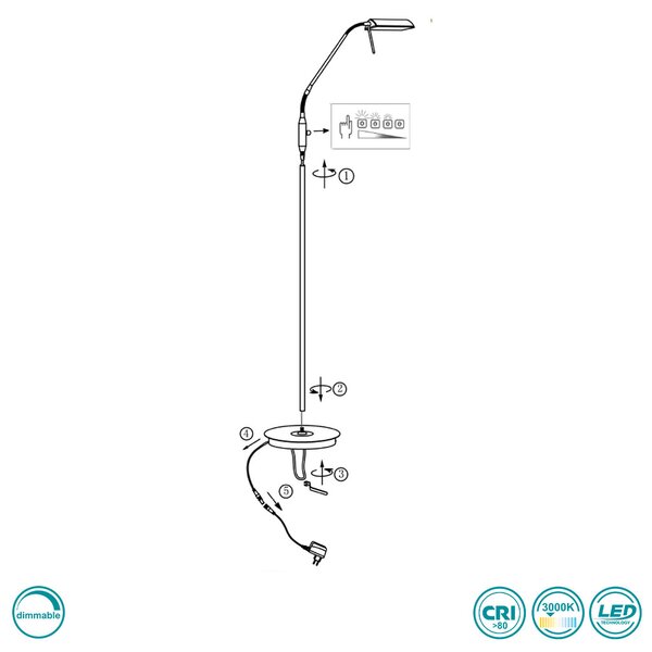 Φωτιστικό Δαπέδου Wofi 321 Cory 3321.01.54.6000 Νίκελ Ματ