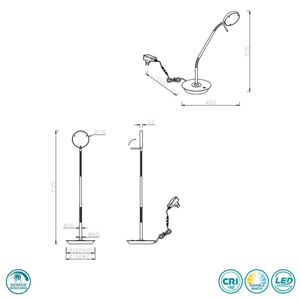 Πορτατίφ Γραφείου Trio Lighting Monza 523310131 Λευκό Ματ