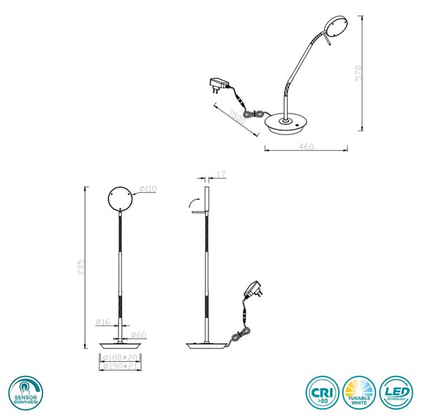 Πορτατίφ Γραφείου Trio Lighting Monza 523310108 Οξυντέ