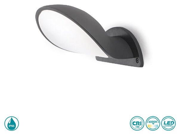 Απλίκα Εξωτερικού Χώρου Gea Luce Iris GES751 Ανθρακί (4000K)