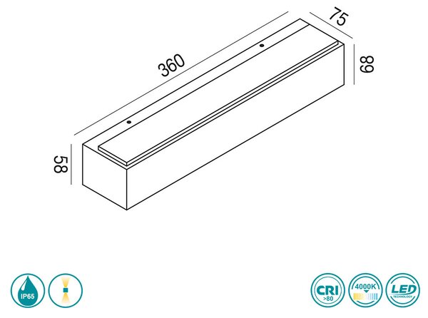 Απλίκα Εξωτερικού Χώρου Gea Luce Nox GES965 Σκουριά Χαλκού (4000k)