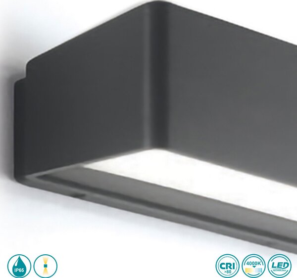 Απλίκα Εξωτερικού Χώρου Gea Luce Haru GES761 Ανθρακί (4000K)