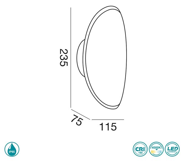 Απλίκα Εξωτερικού Χώρου Gea Luce Rhea GES120 Ανθρακί (4000K)