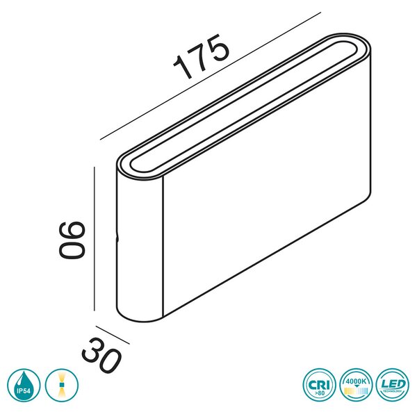 Απλίκα Εξωτερικού Χώρου Gea Luce Taarhi GES881N Ανθρακί (4000K)