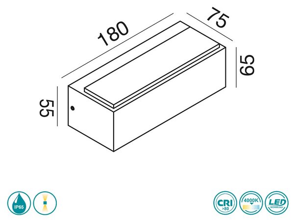 Απλίκα Εξωτερικού Χώρου Gea Luce Nox GES961 Λευκή (4000k)