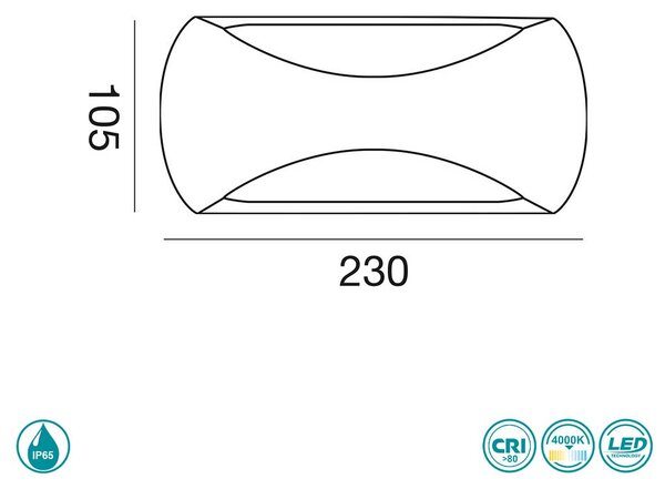 Απλίκα Εξωτερικού Χώρου Gea Luce Surya GPL252 Λευκό Ματ (4000K)