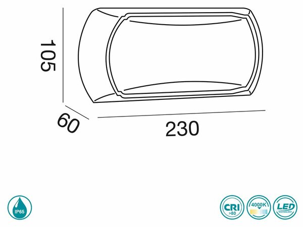 Απλίκα Εξωτερικού Χώρου Gea Luce Nut GPL251 Ανθρακί (4000K)