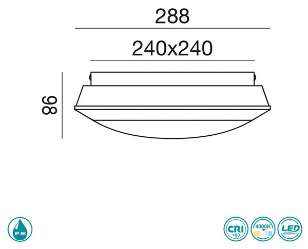 Φωτιστικό Οροφής Εξωτερικού Χώρου Gea Luce Sidhe GES921 Γκρι (4000K)