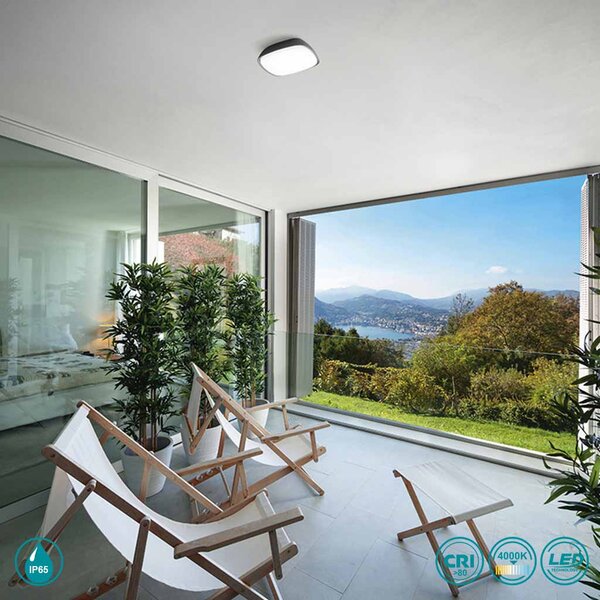 Φωτιστικό Οροφής Εξωτερικού Χώρου Gea Luce Asman GES090 Ανθρακί (4000K)