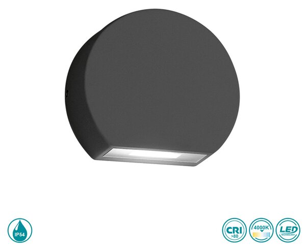 Απλίκα Εξωτερικού Χώρου Gea Luce Luly GES891N Ανθρακί (4000K)