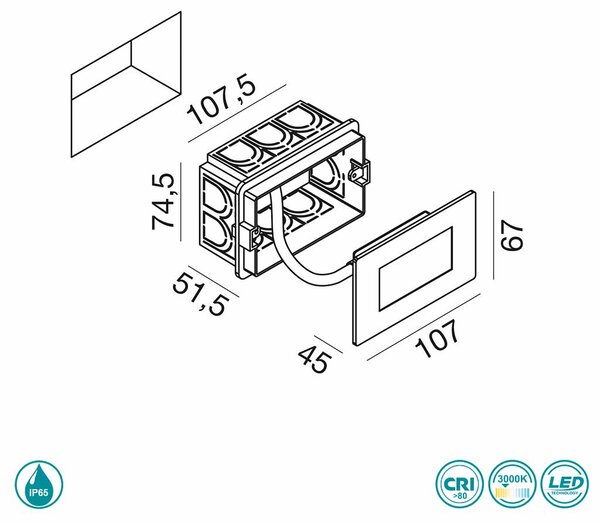 Απλίκα Εξωτερικού Χώρου Χωνευτή Gea Luce Maga GES810C (3000K)