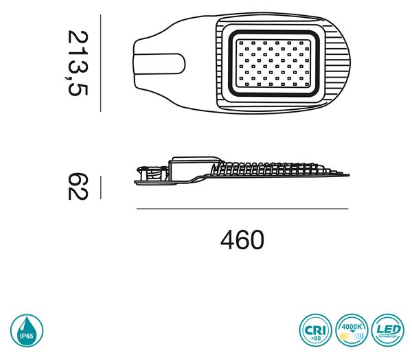 Φωτιστικό LED Δρόμου Gea Luce Khon GES570 50W Γκρι Ματ (4000K)