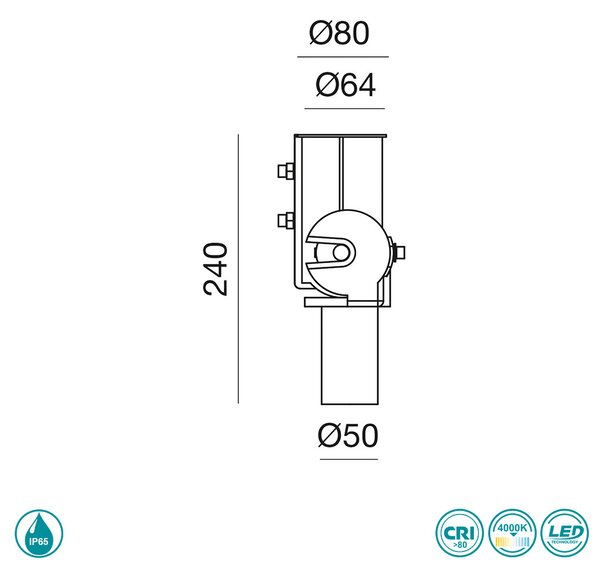 Φωτιστικό LED Δρόμου Gea Luce Khon GES570 50W Γκρι Ματ (4000K)
