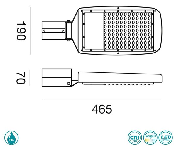 Φωτιστικό LED Δρόμου Gea Luce Tistar GES581N 100W Γκρι Ματ (4000K)