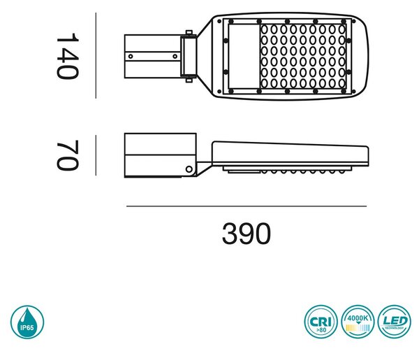 Φωτιστικό LED Δρόμου Gea Luce Tistar GES580N 50W Γκρι Ματ (4000K)